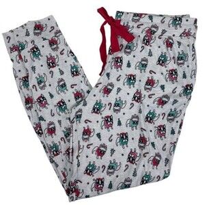 Jaclyn Intimates Soft Frenchie Dog Christmas Holiday PJ Pajama Pants Lounge L